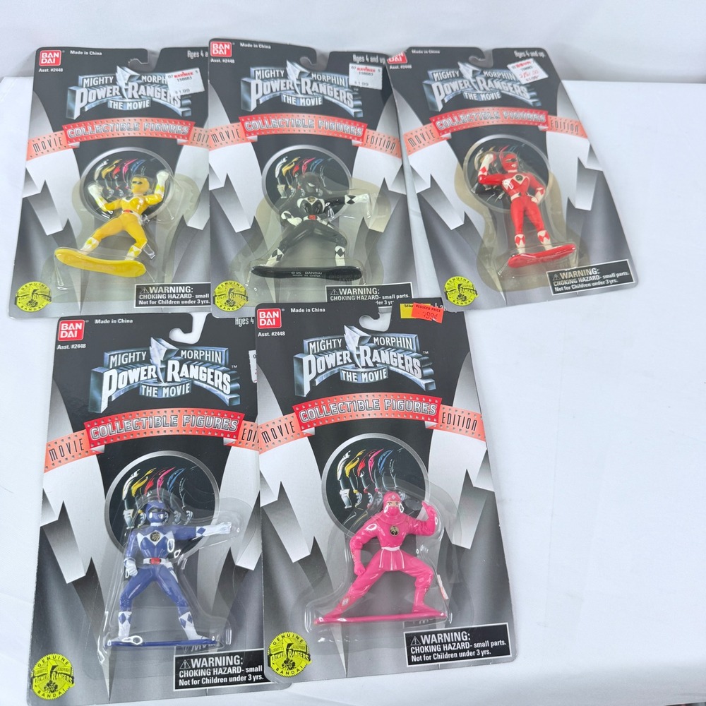 Vintage 1995 Bandai Power Rangers The Movie Figures Lot of 5 Red Blue Black Pink